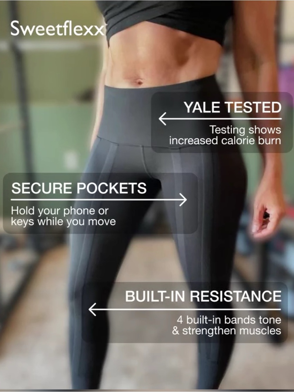 Sweetflexx  Full Flexx Pockets Hi-Rise Front Booty Resistance Leggings Size 16